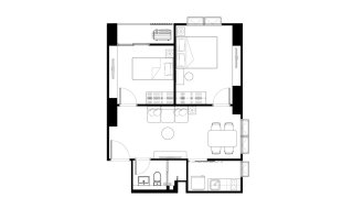 Apartment floor plan, 2 bedrooms in building Tower B Supalai Parc Ekkamai-Pattanakarn in Suan Luang, Bangkok, Thailand, Supalai Parc Ekkamai-Pattanakarn No. 11013